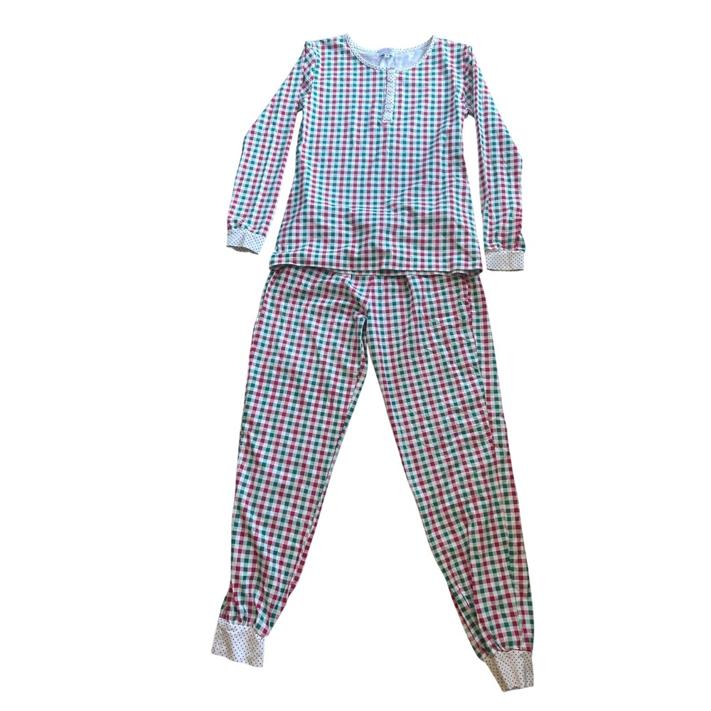Plaid Gingham Christmas Pajama Set Women's Small Holiday PJs